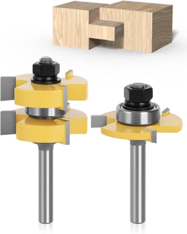 Thumbnail - Ahlsen 8-mm-Schaft passender Nut- und Federfräser-Satz, 3 Zähne, T-Form, Holzschneider, Schneid- und Holzbearbeitungswer...
