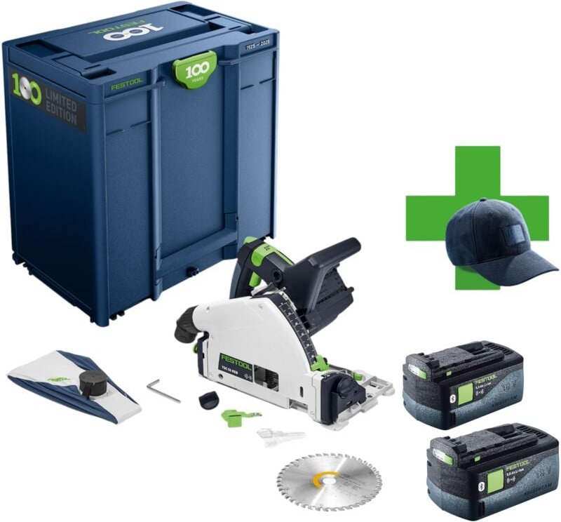Festool TSC 55 KEB-Basic 100Y Limited Edition Akku Tauchsäge 18 / 36 V ( 2x 18 V ) 160 mm Brushless + 2x Akku 5,0 Ah + S...