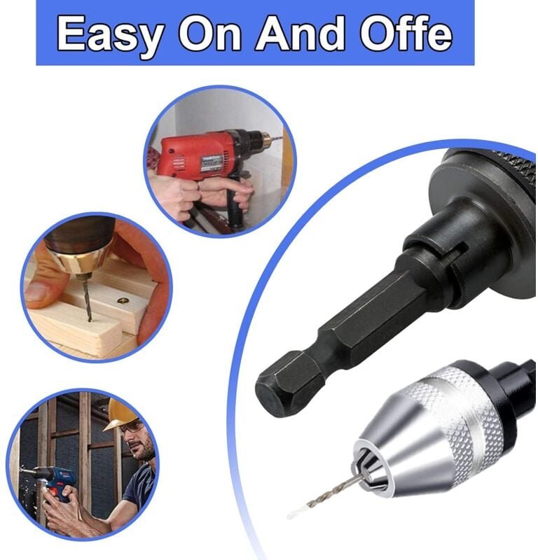 Schnellspannbohrfutter-Umrüstwerkzeug, 0,3–6,5 mm, 1/4 Zoll Sechskantschaft, Schnellwechseladapter-Konverter für elektri...