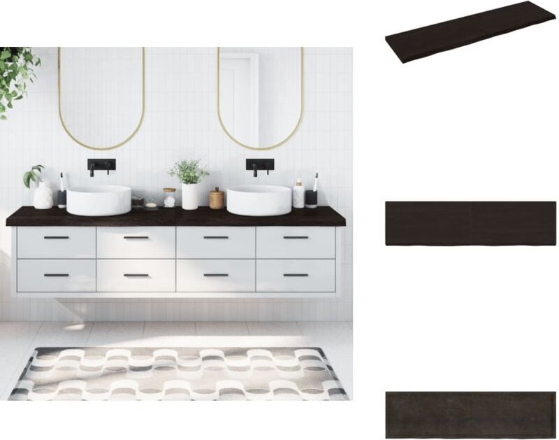 Thumbnail - Waschtischplatte Dunkelbraun 220x60x(2-6)cm Massivholz - Eichenholz Platte - Holz Waschttischplatte - Badrenovierung - W...