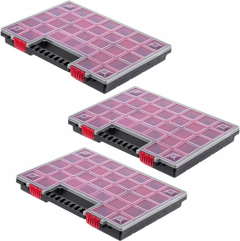 KADAX Organizer, Werkzeugkasten aus Kunststoff, mit Deckel, 40 x 30 cm, 3 Stück