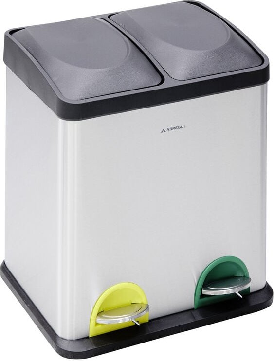 Arregui - Step Bin CR705-30L Pedal Abfalleimer / Mülleimer aus Edelstahl, Mülltrennsystem mit 2 entnehmbaren Inneneimern...