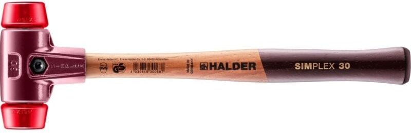 SIMPLEX-Schonhammer, Plastik mit Tempergussgehäuse und hochwertigem Holzstiel D=30 mm 3006.030