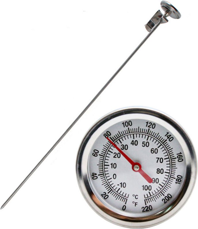 Kompostthermometer, tragbares Edelstahlthermometer mit 5 cm großem Zifferblatt und 50 cm Stiel für Erde, Kompost und Gar...