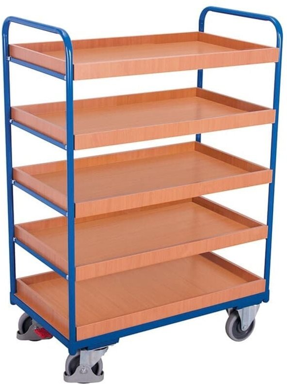 VARIOfit Etagenwagen, hoch mit 5 Ladeflächen, umrandet 815x455mm