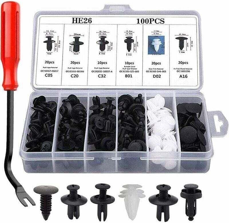Ulisem 100 Stück Nietclips aus Kunststoff, universelle Kotflügelclips aus Kunststoff, Autoclips, Stoßstangenbefestigunge...