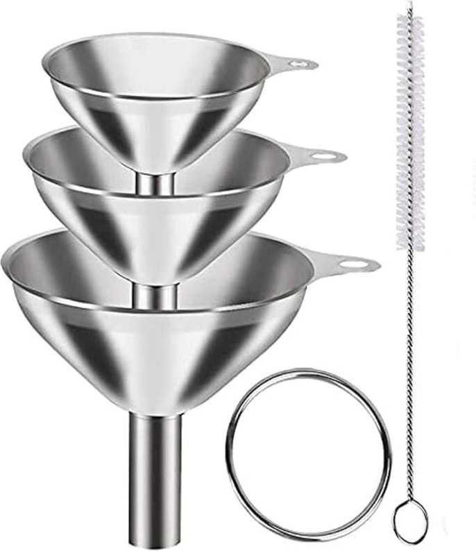 Bluedeer - Edelstahl-Trichter zum Befüllen von Flaschen – Mehrzweck-Küchentrichter, 3er-Set, zum Umfüllen von Flüssigkei...