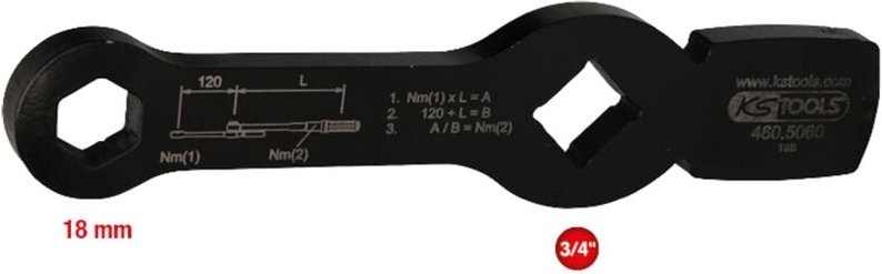 Ks Tools 3/4 Schlag-Sechskant-Schlüssel mit 2 Schlagflächen, 18 mm
