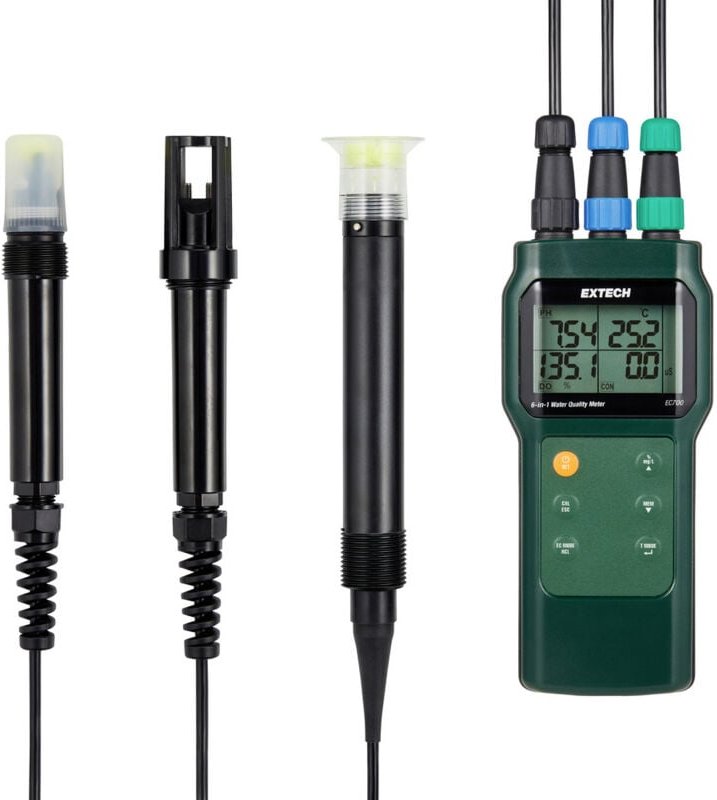 Extech Wasserqualitätsmessgerät pH-Wert, Salinität, Salzgehalt, Leitfähigkeit, Gelöste Teilchen (T