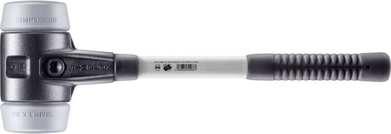 SIMPLEX-Schonhammer, TPE-mid mit verstärktem Tempergussgehäuse und Fiberglasstiel D=80 mm 3703.080