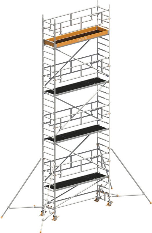 Layher Rollgerüst Uni Standard P2 Safety Plus mit Doppelgeländer und Gerüststützen 9,20m AH