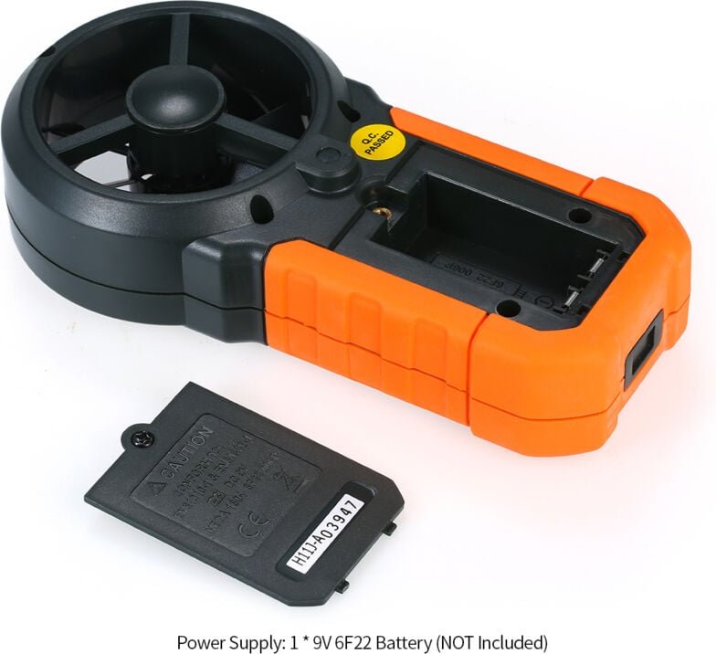 Tragbares Handanemometer, Mecomometer, Geschwindigkeitsmesser, CFM-Messgerät, Luftstromthermometer mit LCD-Hintergrundbe...