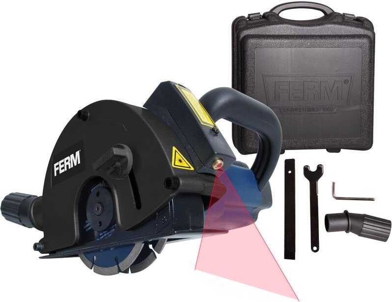 Wandfräser - 1700W - Ø125MM - Laserführung - Inkl. 2 Diamantscheiben, Staubsaugeradapter & Gehäuse - Ferm