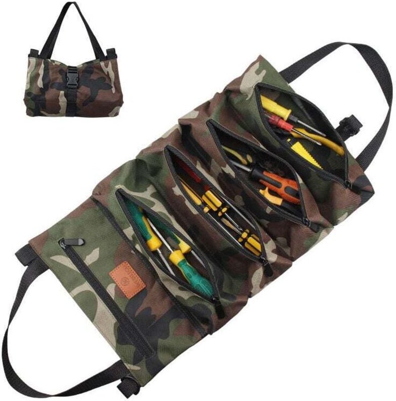 Thumbnail - Werkzeugtasche mit 5 Reißverschlusstaschen, Werkzeugrolle fürs Auto, Werkzeugrolle aus Segeltuch, Werkzeugrolle mit Reiß...