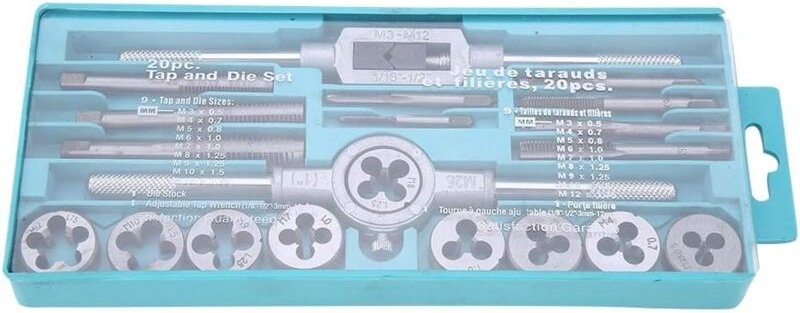 20-teiliges Gewindebohrer- und Schneideisen-Set – M3–M12