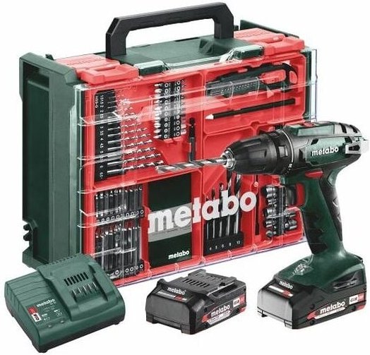 Metabo - Akku-Bohrschrauber bs 18 Set, 2x 2,0 Ah und Ladegerät mit Mobiler Werkstatt