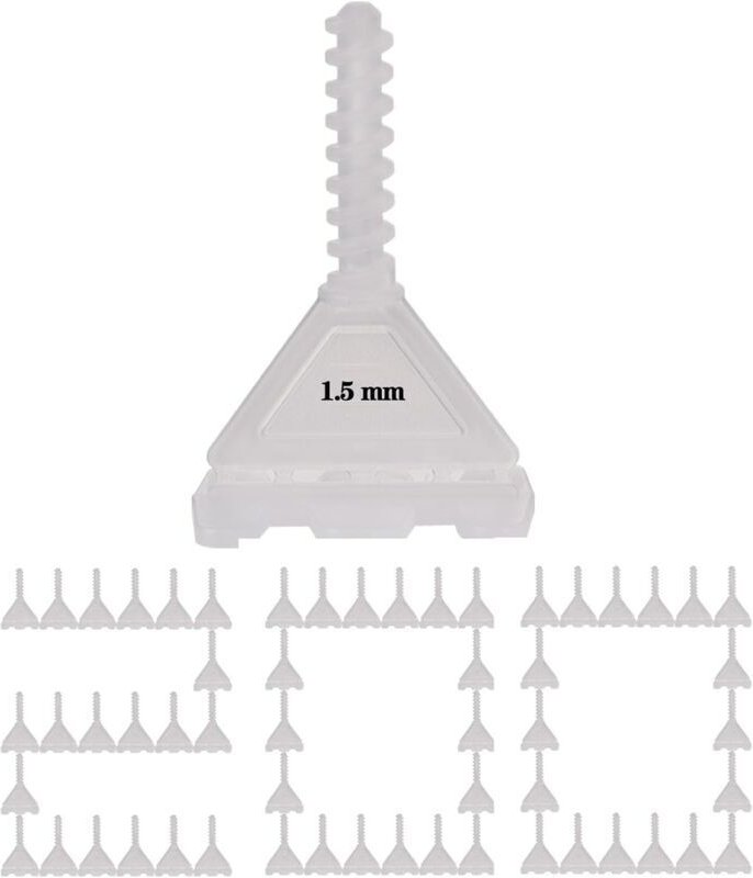 Mumu - 200 Stück 1,5-mm-Fliesenabstandshalter, revolutionäres 1,5-mm-Schrauben-Fliesennivelliersystem, Fliesenverlegewer...