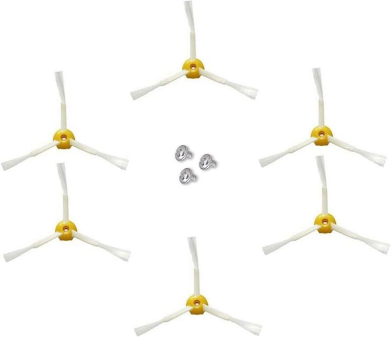 Seitenbürste für Irobot Roomba Serie 500 600 700 (Gelb, 6 Stück 3-Arm-Seitenbürste)