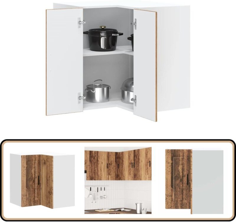 Küchen-Eckhängeschrank Porto Altholz-Optik Holzwerkstoff - Vidaxl