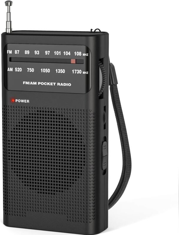 Kleines Radio, tragbares FM/AM-Radio, Taschen-Batterieradio, hervorragender Empfang und Klangqualität, schwarz