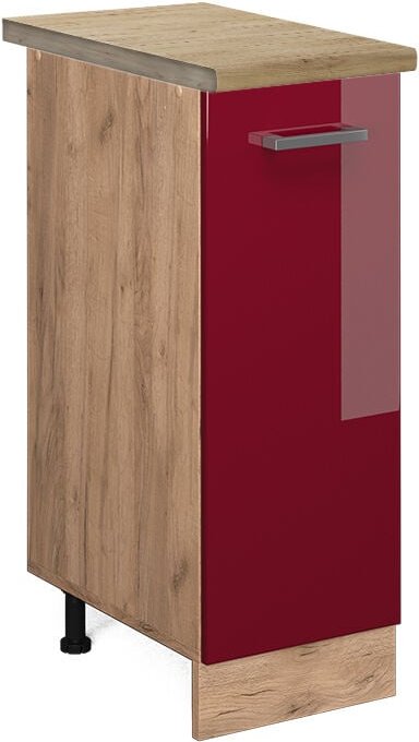 Apothekerschrank R-Line, Bordeaux Hochglanz, 30 cm , AP Eiche, Vicco