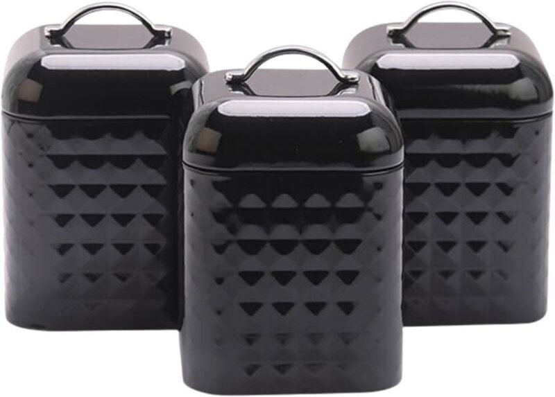 Set mit 3 Behältern für schwarzen Kaffee und Tee.