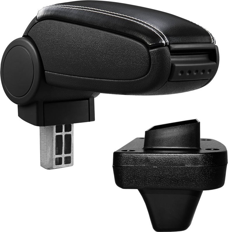 Pro.tec - Mittelarmlehne Opel Astra k mit Staufach Kunstleder Schwarz mit weißen Nähten