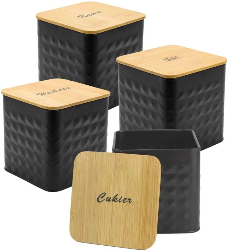 Set mit 4 Behältern für Kaffee, Tee, Zucker und Salz BRUNBESTE BB-4261 (PL-Untertitel)