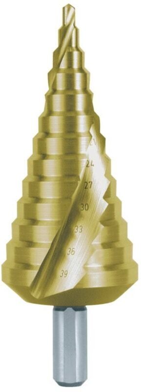 Ruko - Stufenbohrer HSS-TiN spiralgenutet mit Kreuzanschliff ø 4 - 39 mm - 101056T