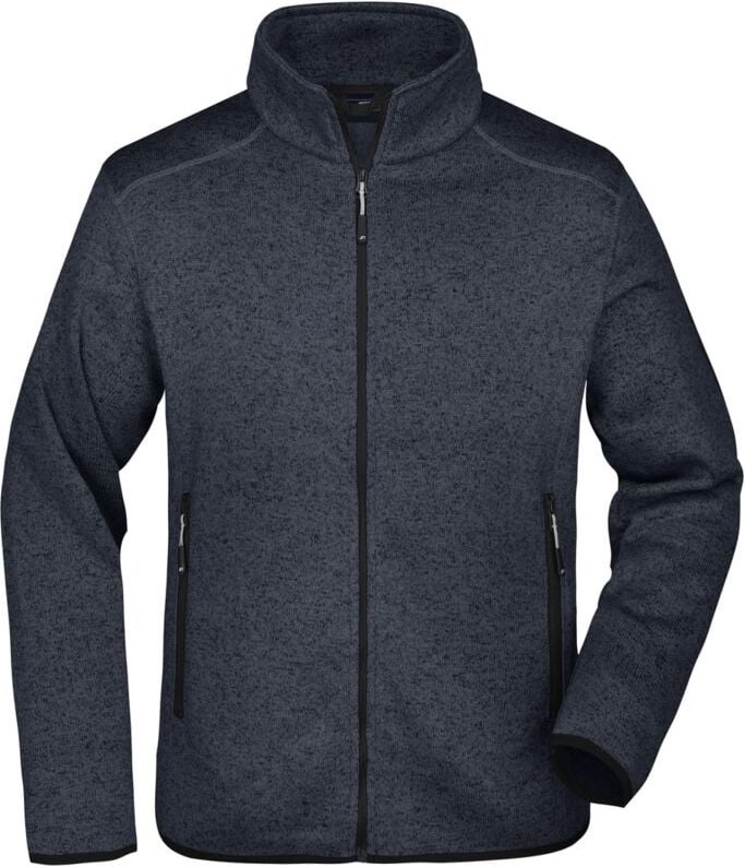 Thumbnail - James & Nicholson Strickfleecejacke mit Stehkragen Herren JN762 Gr. XL dark-grey-melange/silver