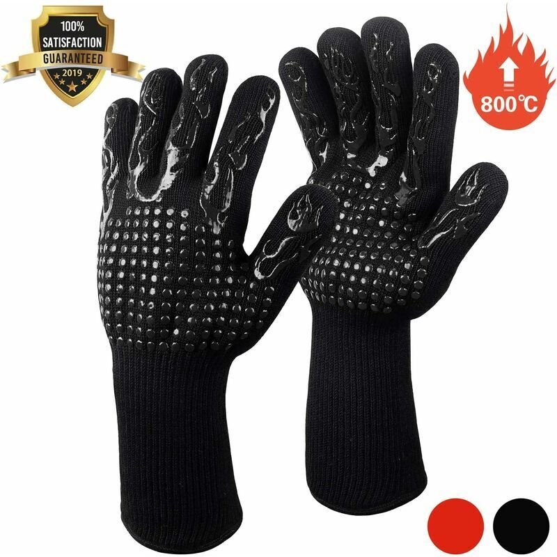 Thumbnail - AIDUCHO Grillhandschuhe, Küchenhandschuhe, rutschfeste Silikon-Ofenhandschuhe, hitzebeständig bis 800 °C, EN407-zertifiz...