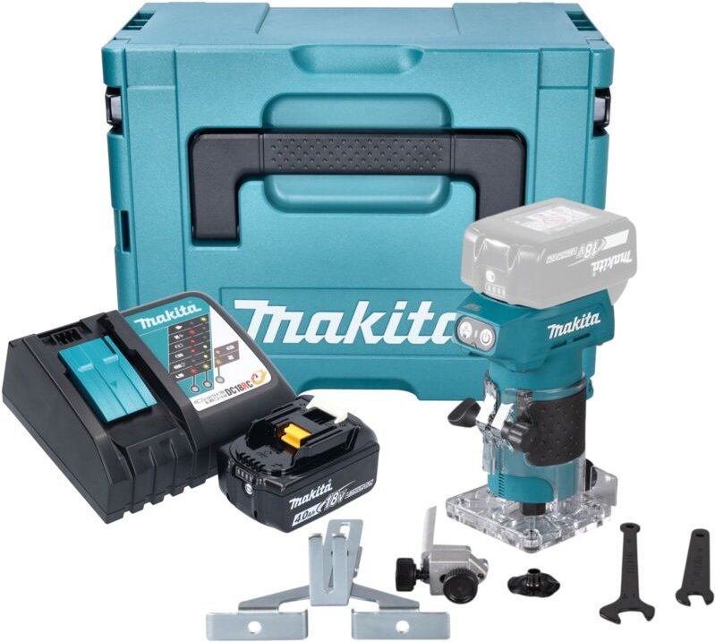 Drt 52 RM1J Akku Kantenfräse 18 v 6 mm Brushless + 1x Akku 4,0 Ah + Ladegerät + Makpac - Makita