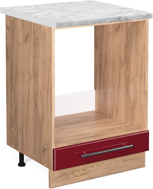 Vicco - Herdumbauschrank Fame-Line, Bordeaux Hochglanz, 60 cm , ap Marmor