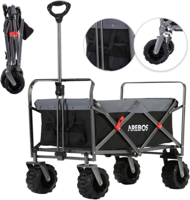 Arebos - Bollerwagen faltbar Handwagen Faltwagen Gerätewagen klappbar bis 100 kg Tragkraft Wasser & schmutzabweisend Sch...