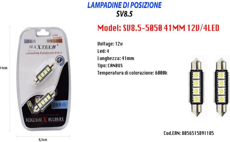 Maxtech - Trade Shop - luminose SV8.5-5050 12V 4LED 41MM -
