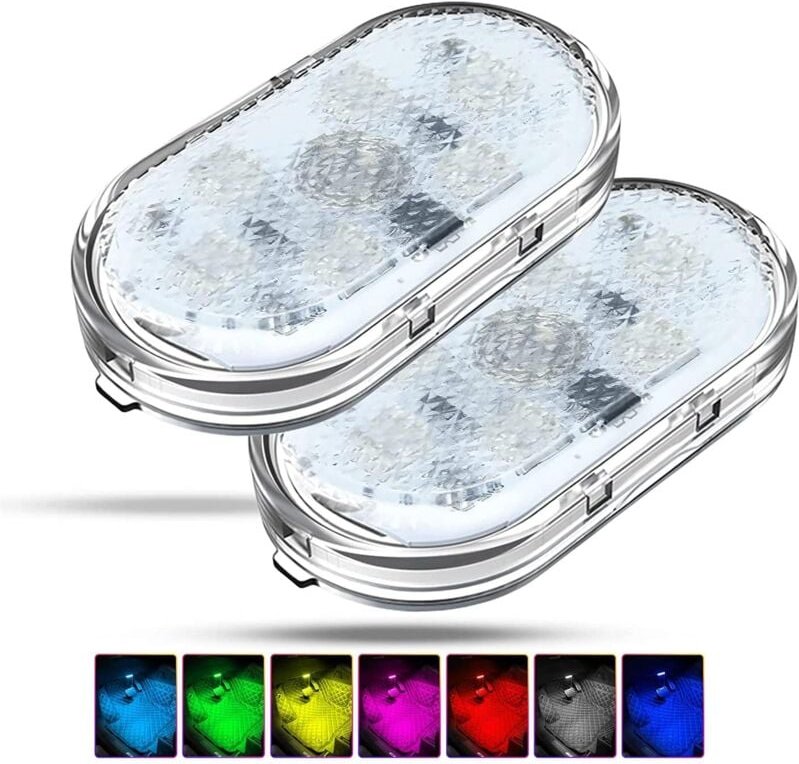 Ersandy - 2 Stück RGB-Auto-Innenbeleuchtung, Touch-Schalter-Auto-Innenlampe, LED-Auto-Innenbeleuchtung, mehrfarbige Auto...