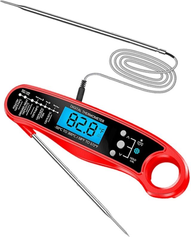 Thumbnail - Shining House - Küchenthermometer, sofort ablesbares Kochthermometer mit 102 cm faltbarer Sonde, LCD-Hintergrundbeleucht...