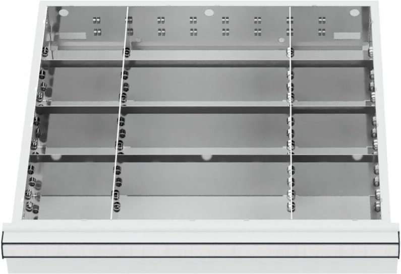 Schubladeneinteilung Metalleinteilung blh 100/125 mm Innenmaß 500x450 mm 12 Fächer 6 x tw 125 - Stier