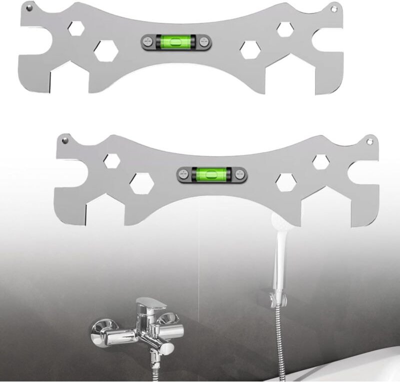 Ahlsen Set mit 2 Duschschlüsseln, selbstnivellierender, speziell gebogener Winkelschlüssel, tragbarer Badezimmer-Reparat...