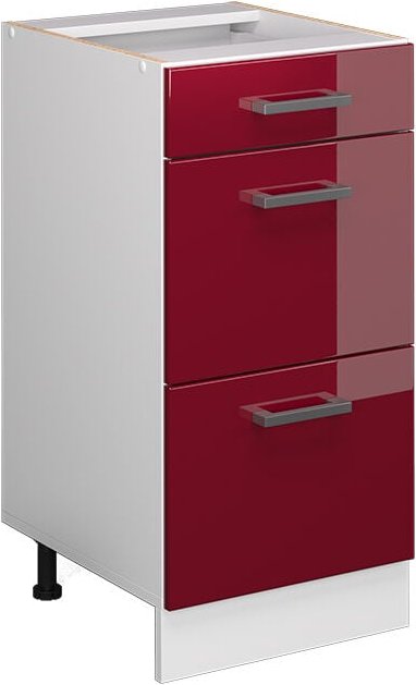 Thumbnail - Unterschrank R-Line, Bordeaux Hochglanz, 40 cm mit Schubladen, ohne Arbeitsplatte Vicco