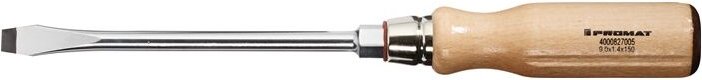 Promat - Schraubendreher Schneidenbreite 9 mm Klingenlänge 150 mm Holzgriff Rund