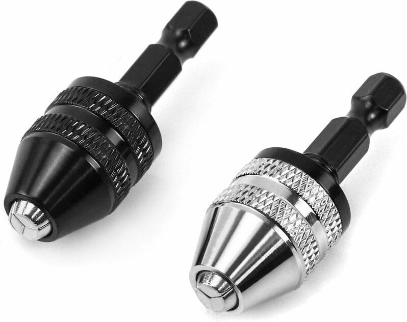 Mini-Bohrkopf, 1/4 Zoll Schnellspann-Sechskant-Bohrkopf für Akkuschrauber, Bereich 0,3–6,5 mm, 2 Stück