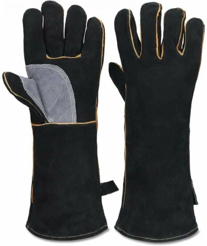 Extrem feuer- und hitzebeständige Handschuhe aus Leder mit Kevlar-Nähten, perfekt für Kamin, Herd, Ofen, Grill, Schweiße...