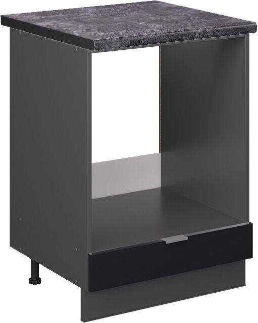 Herdumbauschrank Fame-Line, Schwarz gestreift, 60 cm , AP Anthrazit, Vicco