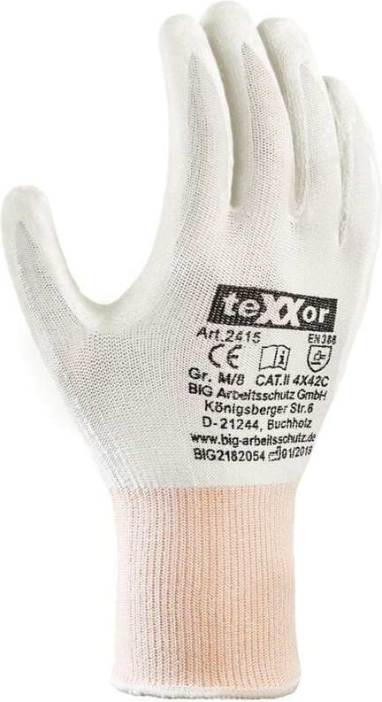 teXXor® Schnittschutz-Strickhandschuhe PU-BESCHICHTUNG, Weiß/Weiß