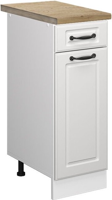 Vicco - Schubladenunterschrank R-Line, Weiß Landhaus, 30 cm , ap Eiche