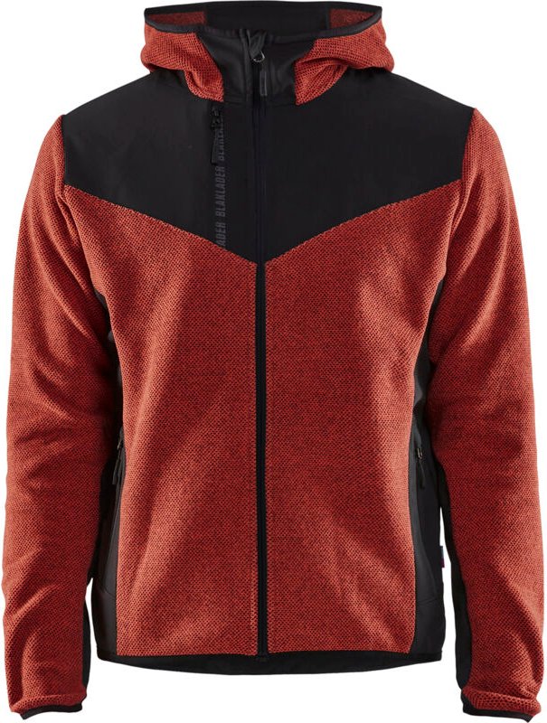 Arbeitsjacke aus Strick mit Softshell 5940 – Ziegelrot/Schwarz 4XL