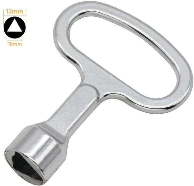 Dreieckiger Mülleimerschlüssel, gelber dreieckiger Dreiecksschlüssel mit Metallsockel für Gaszähler, Aufzüge, Schaltschr...