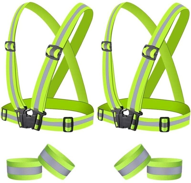 Reflektierende Fahrradweste, 2 Sicherheitswesten, 4 reflektierende Armbänder/Streifen, reflektierende Sicherheitsweste