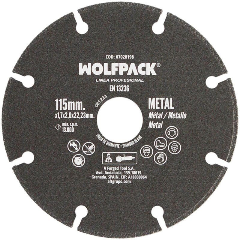 Disco Corte Universal Metales ø 115 x 1,7 mm.